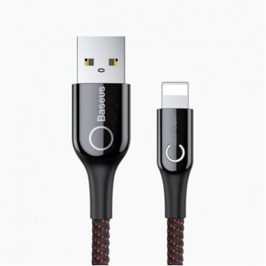 Кабель Baseus C-shaped Light Intelligent Power-Off Cable Lightning – USB 1.0 м 2.4 A (CALCD-01) Чёрный Оригинал
