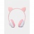 Беспроводные наушники с кошачьими ушками и RGB подсветкой FM радио, micro SD Cat MZ-023 Розовые с белым