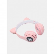 Беспроводные наушники с кошачьими ушками и RGB подсветкой FM радио, micro SD Cat MZ-023 Розовые Беспроводные наушники с кошачьими ушками и RGB подсветкой FM радио, micro SD Cat MZ-023 Розовые