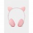 Беспроводные наушники с кошачьими ушками и RGB подсветкой FM радио, micro SD Cat MZ-023 Розовые