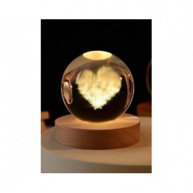 Декоративный 3D ночник хрустальный шар Сердце Crystal Ball (52635)