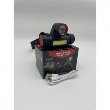 Фонарь налобный аккумуляторный HeadLamp KH-1807 на голову 3W LED + COB с магнитом