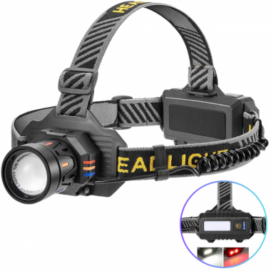 Фонарь налобный BL-T701B-TG, 2x18650, ЗУ Type-C, zoom фонарик