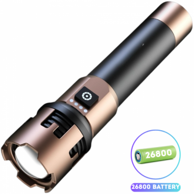 Фонарь ручной A70-GT, 1x26800, Power Bank, ЗУ Type-C, zoom фонарик