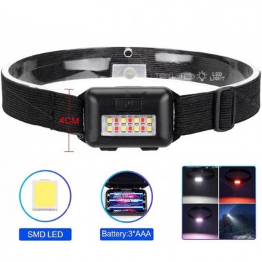 Налобный фонарь PLD-818-1-8SMD на батарейках есть красный свет фонарик