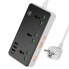 Сетевое зарядное устройство удлинитель HOCO AC7A STORM 3 USB/Type-C 3 розетки 1.5m Черный