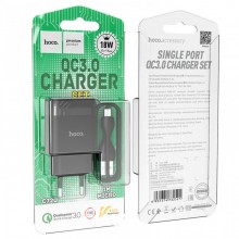 Зарядное устройство Hoco C72Q Glorious быстрая зарядка QC3.0 18W (1USB/3A) с кабелем MicroUSB Черный Зарядное устройство Hoco C72Q Glorious быстрая зарядка QC3.0 18W (1USB/3A) с кабелем MicroUSB Черный