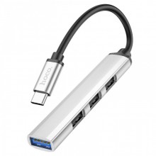 USB-hub хаб адаптер переходник 4-в-1 HOCO HB26 Серый