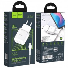 Сетевое зарядное устройство Hoco N4 Aspiring 2USB 2.4A micro-USB Белый Сетевое зарядное устройство Hoco N4 Aspiring 2USB 2.4A micro-USB Белый