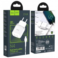 Сетевое зарядное устройство Hoco N4 Aspiring 2USB 2.4A Type-C Белый Сетевое зарядное устройство Hoco N4 Aspiring 2USB 2.4A Type-C Белый