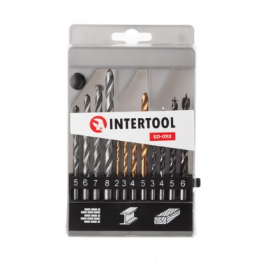 Набор сверл комбинированный, 12 шт. INTERTOOL SD-0112
