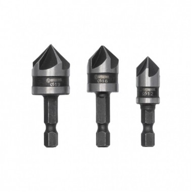 Набор зенкеров 12,16,19 мм 3шт INTERTOOL SD-5005
