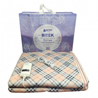 Электроодеяло двуспальное байковое BITEK BT-2109 150*180 см, 2 режима Телесный
