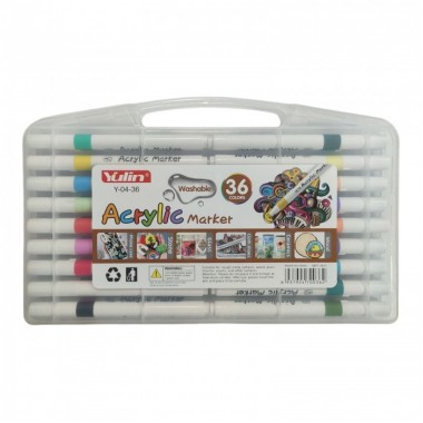 Набор акриловых маркеров 36 штук на водной основе в кейсе Acrylic Marker Y 04