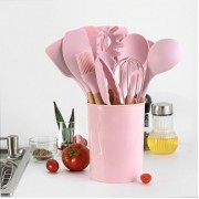 Набор кухонных принадлежностей 12 предметов силиконовый Kitchen Set Розовый