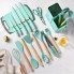 Силиконовый кухонный набор принадлежностей с деревянной ручкой Kitchenware Set 19 предметов Бирюзовый