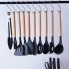 Силиконовый кухонный набор принадлежностей с деревянной ручкой Kitchenware Set 19 предметов Чёрный со вставками