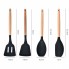 Силиконовый кухонный набор принадлежностей с деревянной ручкой Kitchenware Set 19 предметов Чёрный со вставками