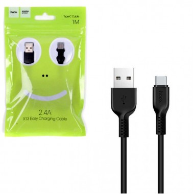 Кабель для зарядки телефона, смартфона USB Type-C HOCO X13 1м 3A Черный