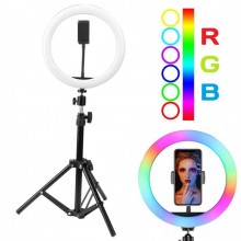 Кольцевая LED RGB лампа 26 см с держателем для телефона селфи кольцо для блогера СО ШТАТИВОМ Кольцевая LED RGB лампа 26 см с держателем для телефона селфи кольцо для блогера СО ШТАТИВОМ