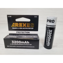 Литий-ионный аккумулятор Arexes 18650 Li-Ion 3200 mAh, 3.7V для приборов с высоким энергопотреблением защита Чёрный Литий-ионный аккумулятор Arexes 18650 Li-Ion 3200 mAh, 3.7V для приборов с высоким энергопотреблением защита Чёрный