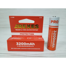Литий-ионный аккумулятор Arexes 18650 Li-Ion 3200 mAh, 3.7V для приборов с высоким энергопотреблением защита Красный Литий-ионный аккумулятор Arexes 18650 Li-Ion 3200 mAh, 3.7V для приборов с высоким энергопотреблением защита Красный