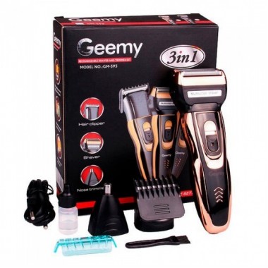 Машинка для стрижки Geemy GM-595 3 в 1 - Беспроводная аккумуляторная машинка, триммер, бритва