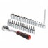 Набор головок 1/4" 4-14 мм., TORX, PH, HEX, SL, удлинитель, рукоятка с храповым механизмом 72 зуба, 28ед., Cr-V STORM INTERTOOL ET-8018