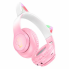 Наушники Hoco W42 Cat Ear Bluetooth с кошачьими ушками и LED подсветкой Розовые с белым