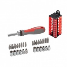 Отвертка с храповым механизмом и комплектом насадок 31 ед INTERTOOL VT-3374 Отвертка с храповым механизмом и комплектом насадок 31 ед INTERTOOL VT-3374