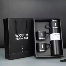 Подарочный набор Vacuum Flask SET вакуумный термос из нержавеющей стали 3 чашки Черный Подарочный набор Vacuum Flask SET вакуумный термос из нержавеющей стали 3 чашки Черный