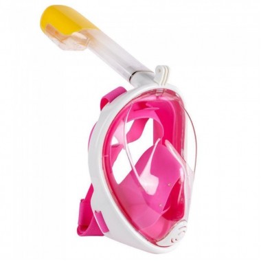 Полнолицевая маска для плавания снорклинга FREE BREATH (S/M) M2068G с креплением для камеры Розовая