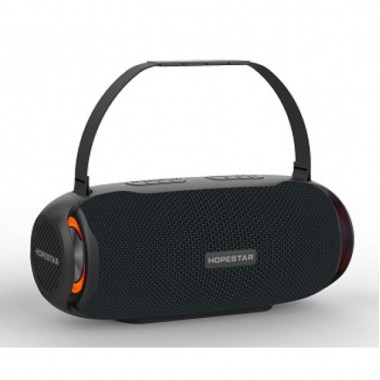 Портативная акустическая стерео колонка Hopestar H48 (Bluetooth, MP3, FM, AUX, Mic, LED) Чёрная