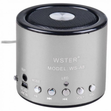 Портативная колонка WSTER WS-A8 Мини-колонка с MP3, USB и FM-pадио Серая Портативная колонка WSTER WS-A8 Мини-колонка с MP3, USB и FM-pадио Серая
