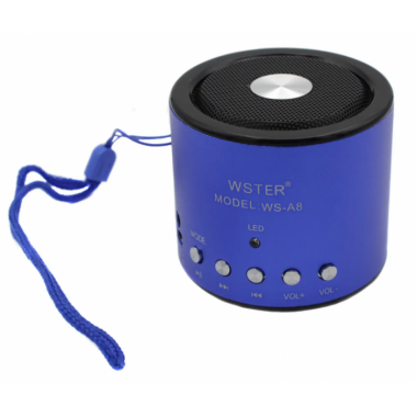 Портативная колонка WSTER WS-A8 Мини-колонка с MP3, USB и FM-pадио Синяя