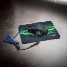 Проводная игровая мышка UKC X7S с подсветкой + коврик Синяя Проводная игровая мышка UKC X7S с подсветкой + коврик Синяя