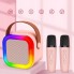 Портативная колонка с 2-мя караоке микрофонами и RGB подсветкой Winso K12 10W Bluetooth, USB, microSD, AUX, Type-C Розовая