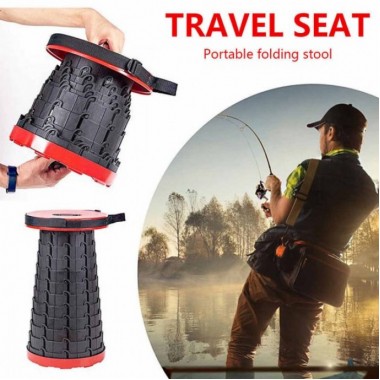 Складной туристический стул 47 см Telescopic stool для пикника туризма рыбалки походный табурет Чёрный с красным