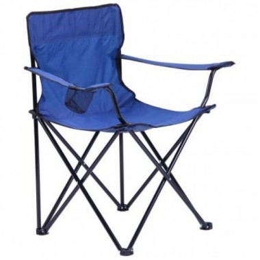 Стул раскладной со спинкой Camping quad chair HX 001 с подстаканником Синий