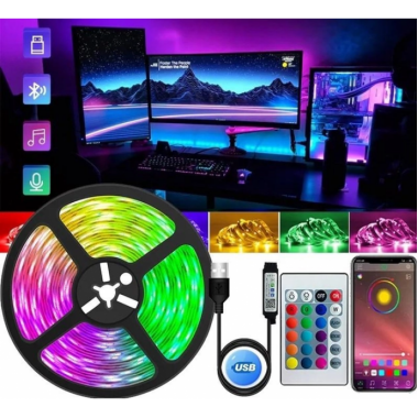 Светодиодная USB, Bluetooth LED лента RGB 5050 влагостойкая с пультом 5 метров Allbest Home
