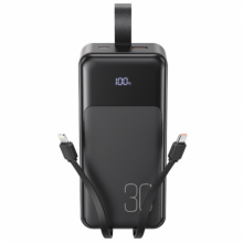 Внешний аккумулятор Power bank XO PR250 30000 mAh PD20W+QC22.5W с быстрой зарядкой, дисплеем и кабелями Внешний аккумулятор Power bank XO PR250 30000 mAh PD20W+QC22.5W с быстрой зарядкой, дисплеем и кабелями