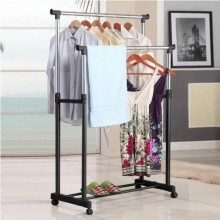 Телескопическая стойка-вешалка для одежды и обуви в гардеробную Double Pole Clothes Horse Mini Телескопическая стойка-вешалка для одежды и обуви в гардеробную Double Pole Clothes Horse Mini