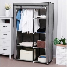 Тканевый шкаф для вещей Storage Wardrobe 88105 складной гардероб 2 секции, 105 х 45 х 170 см Серый Тканевый шкаф для вещей Storage Wardrobe 88105 складной гардероб 2 секции, 105 х 45 х 170 см Серый