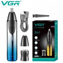 Триммер 2 в 1 VGR V-619 BLUE, 2 насадки - триммер для носа, шейвер Синий