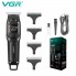 Мужской аккумуляторный триммер для бороды и усов VGR V-964 с 3 сменными насадками 1-3 мм. Черный