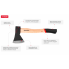Топор 800 г, ручка пекан, 48-57 HRC INTERTOOL HT-0257
