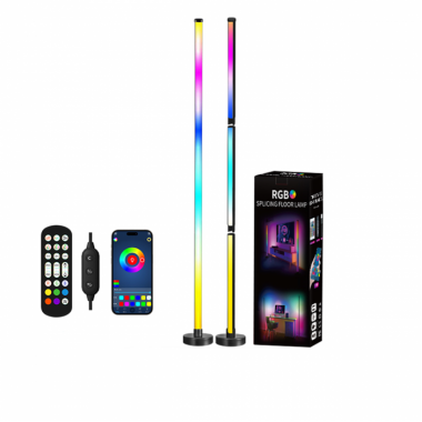 Угловой складной LED торшер от USB высотой 1,2м RGB подсветка, лампа ночник c Bluetooth управлением со смартфона 2 шт