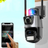 Уличная охранная WIFI камера видеонаблюдения Dual Lens Поворотная камера с сиреной P11