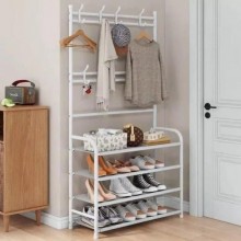 Универсальная вешалка для одежды с полкой для обуви New simple floor clothes rack size 60X29.5X151 см Белая Универсальная вешалка для одежды с полкой для обуви New simple floor clothes rack size 60X29.5X151 см Белая