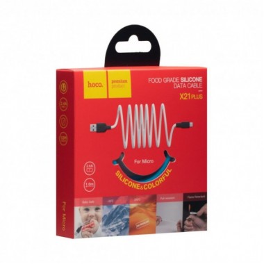 USB Кабель Micro USB HOCO X21 Plus "Silicone" 1М черно-белый